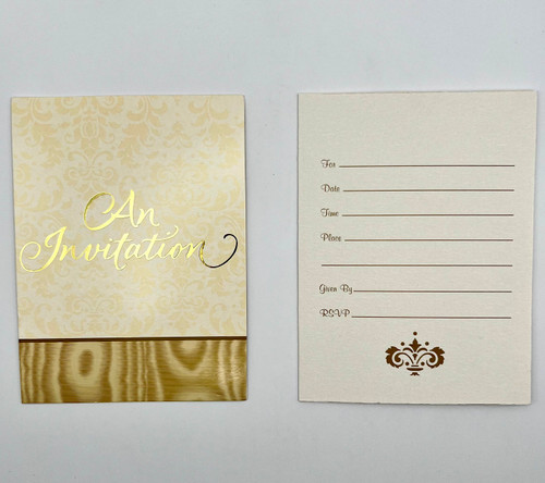 Gold Splendor 50th Anniversary Wedding Shower Party Invitations w/Envelopes