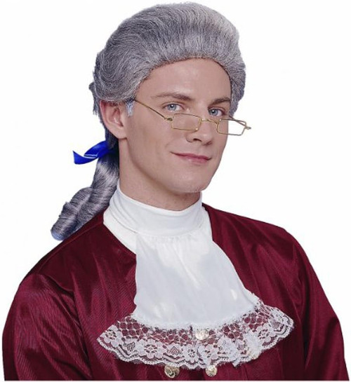 Duke Wig w/Bow Colonial Powder Gray Fancy Dress Up Halloween Costume Accessory