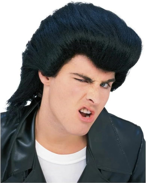 D.A. Wig Elvis 50's Pompadour Black Fancy Dress Up Halloween Costume Accessory