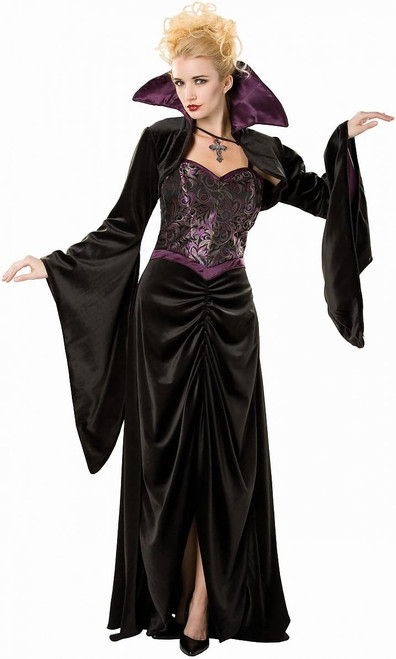 Vampire Vixen Black Gothic Countess Fancy Dress Up Halloween Sexy Adult Costume