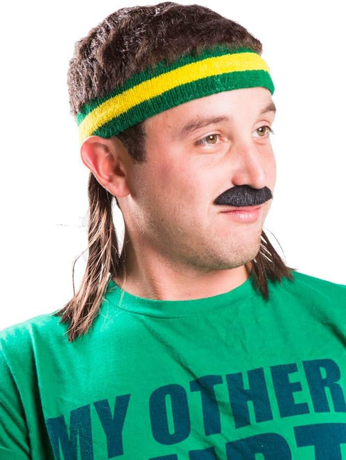 The Bogan Mullet Wig Headband Fancy Dress Up Halloween Adult Costume Accessory