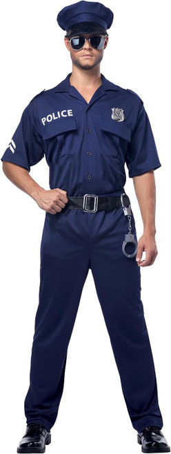 Police Officer Cop Blue Career Hero Fancy Dress Up Halloween Adult Costume