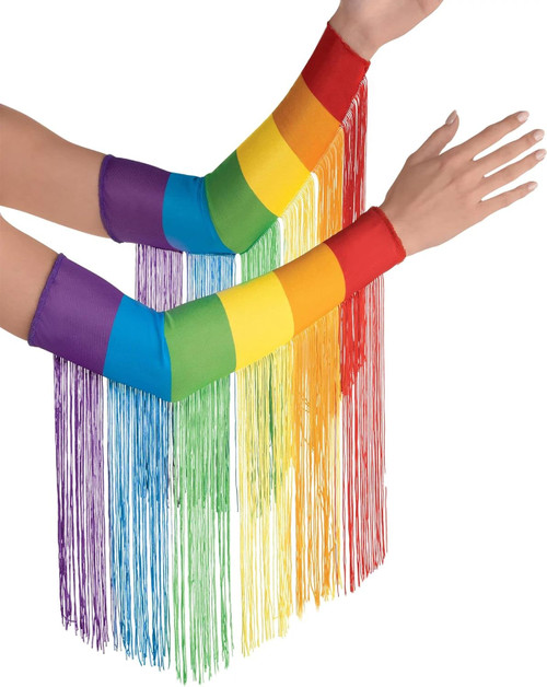 Rainbow Fringe Sleeves Pride Theme Party Fancy Dress Halloween Costume Accessory