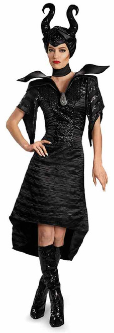 Maleficent Christening Black Gown Glam Disney Halloween Deluxe Adult Costume