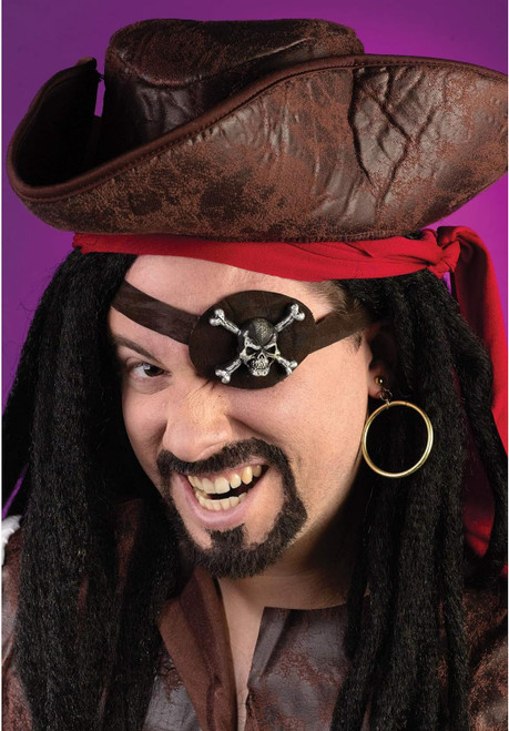 Pirate Kit Eye Patch & Earring Fancy Dress Up Halloween Adult Costume Accessory
