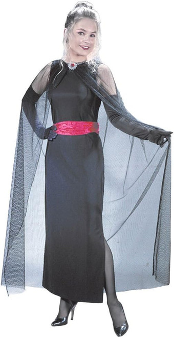 Fishnet Cape Witch Vampire Black Fancy Dress Up Halloween Costume Accessory