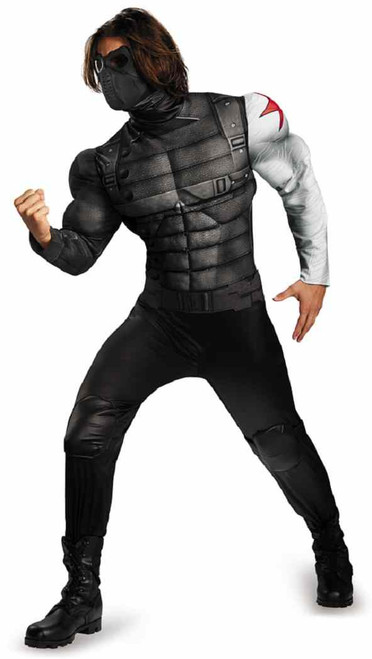 Winter Soldier Muscle Captain America Fancy Dress Up Halloween Adult Costume