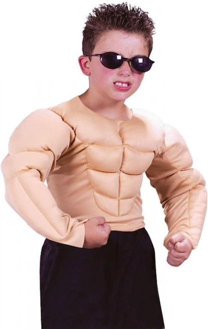 Muscle Shirt Wrestler Bodybuilder Strongman Fancy Dress Halloween Child Costume