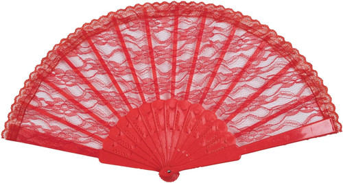 Lace Fan Red Spanish Dancer Fancy Dress Up Halloween Adult Costume Accessory