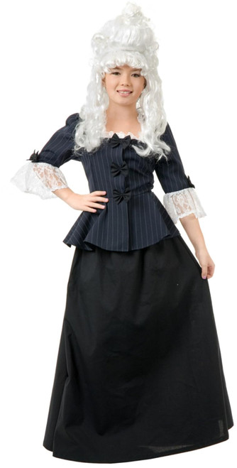 Colonial Lady Martha Washington Blue Fancy Dress Halloween Deluxe Child Costume