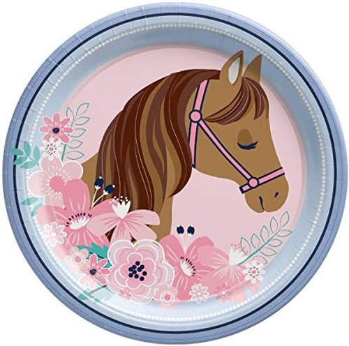 Saddle Up Saddle Up Cowgirl Horses Animal Kids Birthday Party 9" Dinner Plates