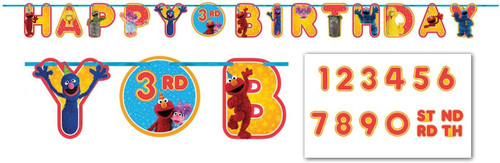 Sesame Street TV Show Cute Kids Birthday Party Decoration Ribbon Letter Banner