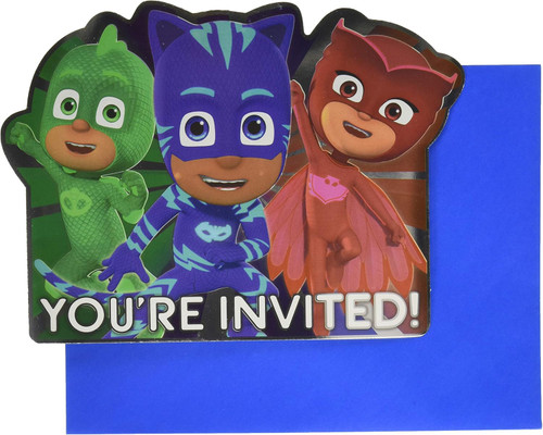 PJ Masks Disney Junior Kids Birthday Party Novelty Invitations w/Envelopes