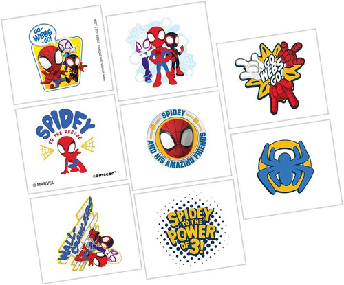 Spidey Amazing Friends Spider-Man Marvel Birthday Party Favor Temporary Tattoos