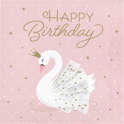 Stylish Swan Bird Animal Cute Kids Birthday Party Paper Luncheon Napkins
