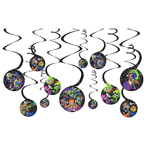 Splatoon Video Game Nintendo Manga Kids Birthday Party Hanging Swirl Decorations