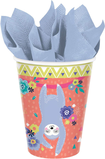 Sloth Animal Jungle Cute Kids Birthday Party 9 oz. Paper Cups