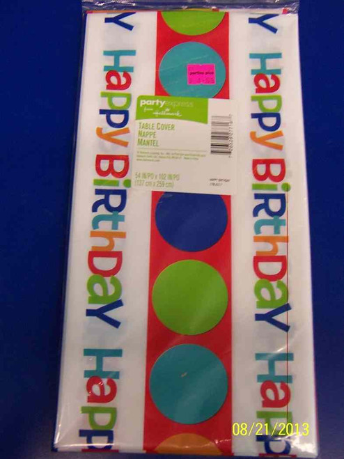 Happy Birthday Bright Dots Party Decoration Plastic Tablecover