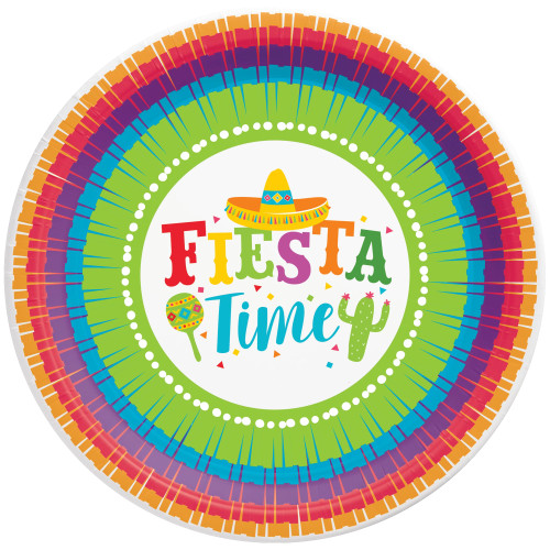 Pinata Mexican Fiesta Cinco de Mayo Theme Party 6.75" Paper Dessert Plates