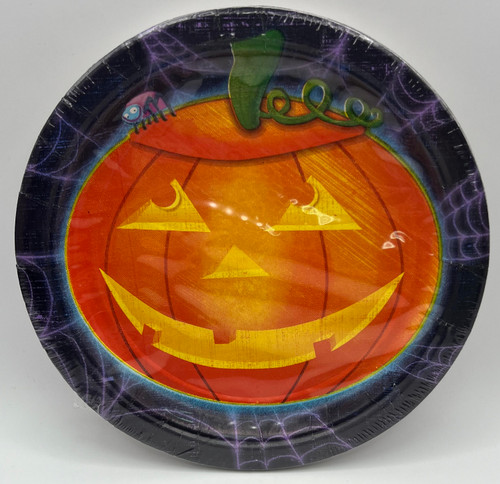 Playful Pumpkin Jack O' Lantern Halloween Carnival Party 7" Paper Dessert Plates