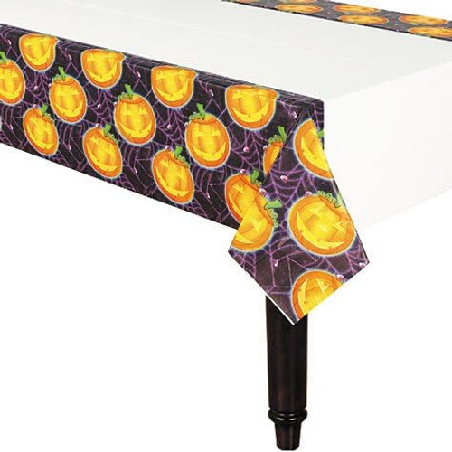 Playful Pumpkin Jack O' Lantern Halloween Carnival Party Plastic Tablecover