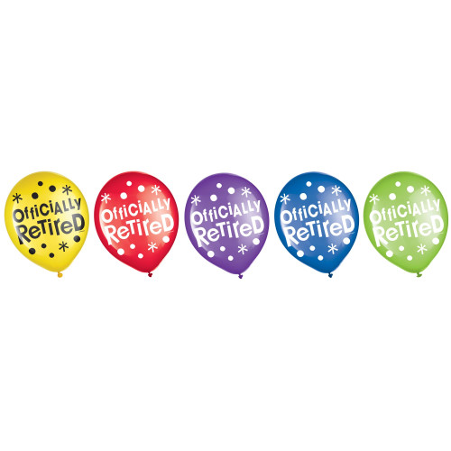 Officially Retired Work Office Retirement Party Decoration 15 ct. Latex Balloons