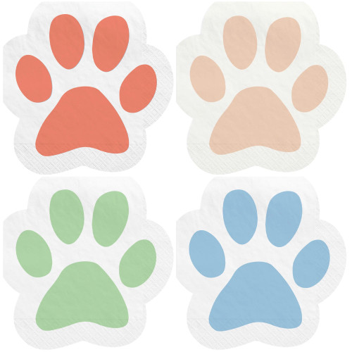 Pawsome Party Puppy Dog Animal Pet Kids Birthday Party Paper Beverage Napkins