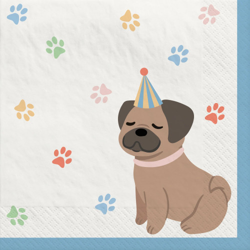 Pawsome Party Puppy Dog Animal Pet Kids Birthday Party Paper Luncheon Napkins