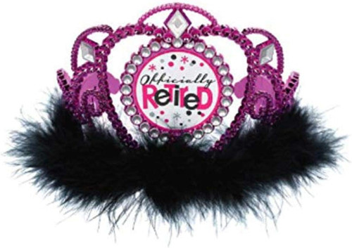 Officially Retired Work Office Retirement Party Favor Marabou Tiara