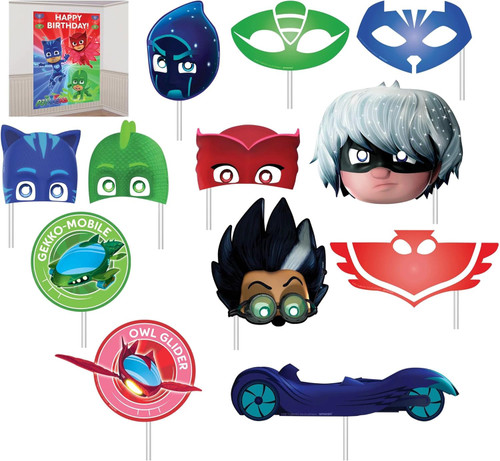 PJ Masks Disney Kids Birthday Party Decoration Scene Setters w/Photo Props