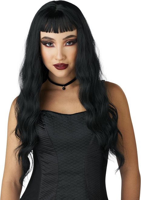 Trad-Goth Wavy Wig w/Micro Bangs Fancy Dress Halloween Adult Costume Accessory Trad-Goth Wavy Wig w/Micro Bangs Fancy Dress Halloween Adult Costume Accessory
