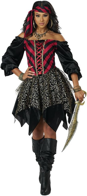 Glimmering Sea Pirate Wench Caribbean Girl Fancy Dress Halloween Adult Costume Glimmering Sea Pirate Wench Caribbean Girl Fancy Dress Halloween Adult Costume