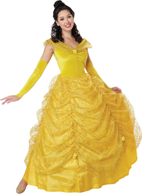 Beauty Deluxe Ball Gown Belle Princess Fancy Dress Up Halloween Adult Costume Beauty Deluxe Ball Gown Belle Princess Fancy Dress Up Halloween Adult Costume