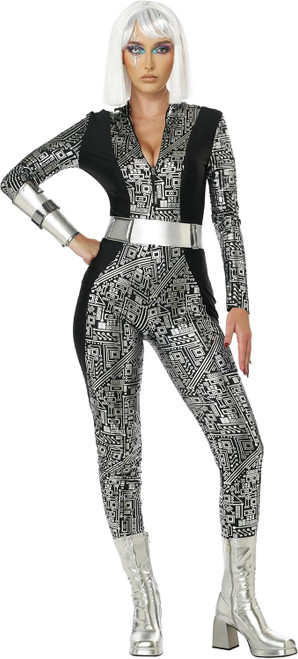 Cyber Jumpsuit Space Alien Retro Disco Fancy Dress Up Halloween Adult Costume
