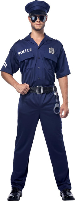 Police Officer Cop Blue Uniform Man Fancy Dress Up Halloween Adult Costume Police Officer Cop Blue Uniform Man Fancy Dress Up Halloween Adult Costume