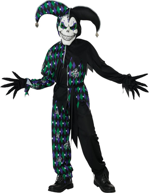 Deadly Jester Clown Circus Carnival Killer Fancy Dress Halloween Child Costume Deadly Jester Clown Circus Carnival Killer Fancy Dress Halloween Child Costume
