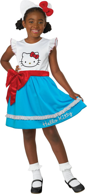 Hello Kitty Blue Dress Retro Cat Cute Fancy Dress Up Halloween Child Costume Hello Kitty Blue Dress Retro Cat Cute Fancy Dress Up Halloween Child Costume