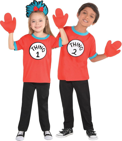 Thing 1 & 2 Kit Dr. Seuss Cat Hat Fancy Dress Halloween Child Costume Accessory