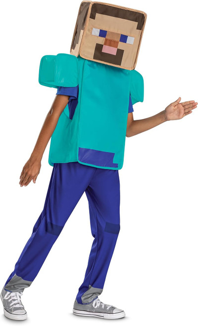 Steve Classic Pop-Out Minecraft Movie Mojang Fancy Dress Halloween Child Costume