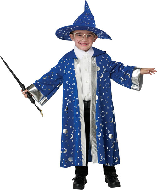 Wizard Kid Blue Sorcerer Boy Cute Fancy Dress Up Halloween Toddler Child Costume Wizard Kid Blue Sorcerer Boy Cute Fancy Dress Up Halloween Toddler Child Costume