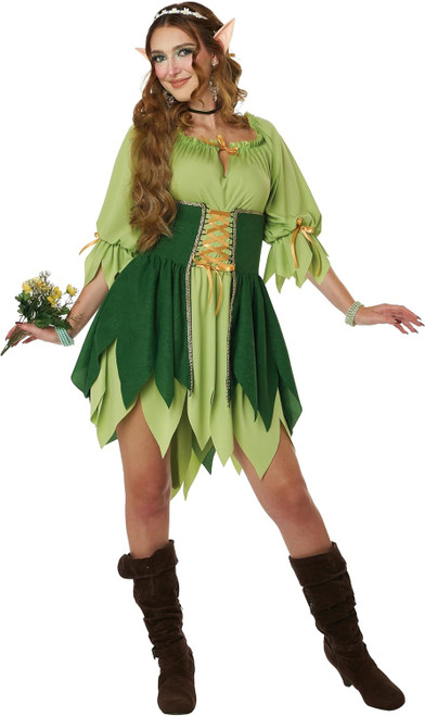 Woodland Elf Girl Woman Green Sprite Fancy Dress Up Halloween Adult Costume Woodland Elf Girl Woman Green Sprite Fancy Dress Up Halloween Adult Costume