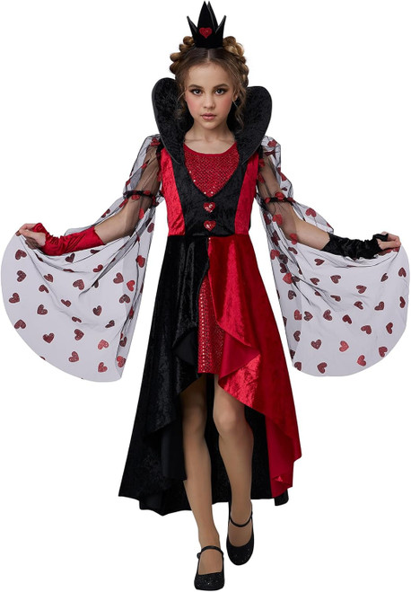 Queen of the Dark Hearts Wonderland Girl Fancy Dress Up Halloween Child Costume Queen of the Dark Hearts Wonderland Girl Fancy Dress Up Halloween Child Costume