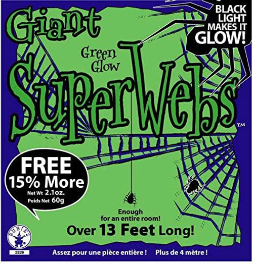 Giant Glow Spider Web w/Spiders Green Haunted House Halloween Party Decoration