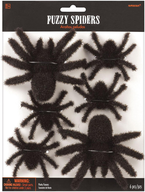 Fuzzy Spiders Black Haunted House Halloween Party Favor Table Decoration