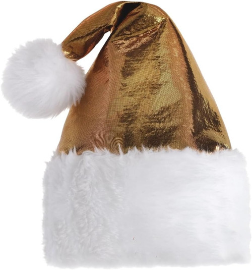Metallic Adjustable Santa Hat Fancy Dress Christmas Costume Accessory 2 COLORS