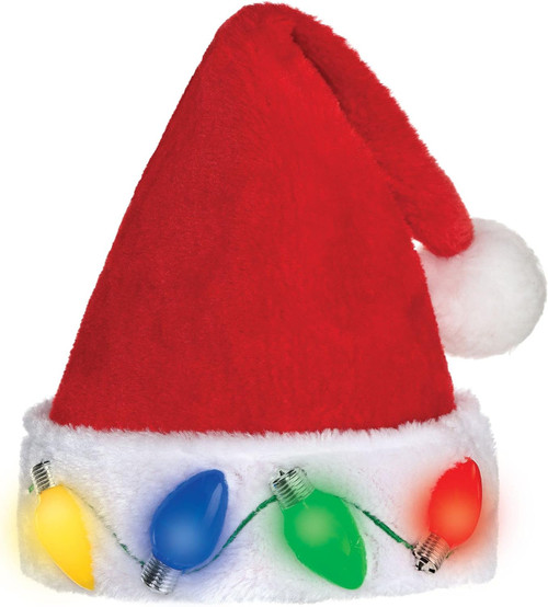 Light-Up Adjustable Santa Hat Fancy Dress Up Christmas Adult Costume Accessory