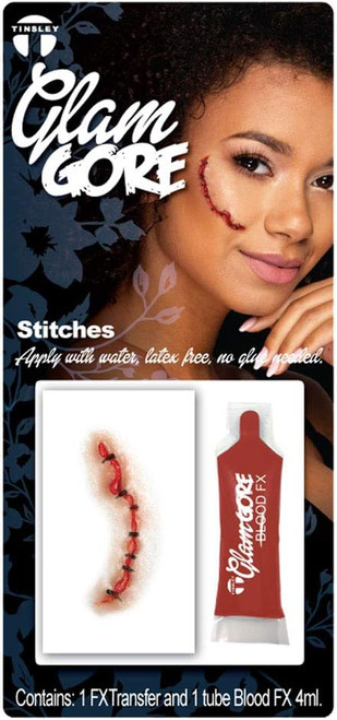 Stitched Makeup FX Transfer Glam Gore Fancy Dress Up Halloween Costume Accessory