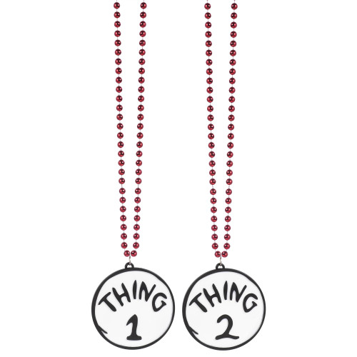 Thing 1 2 Reversible Bead Necklace Seuss Fancy Dress Halloween Costume Accessory