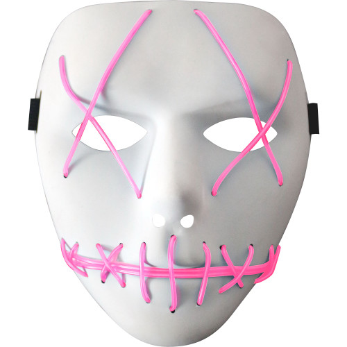 Light-Up Pink Stitch Plastic Mask Fancy Dress Halloween Adult Costume Accessory