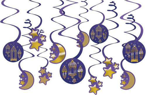 Eid Mubarak Celebration Ramadan Religious Theme Party Hanging Swirl Decorations